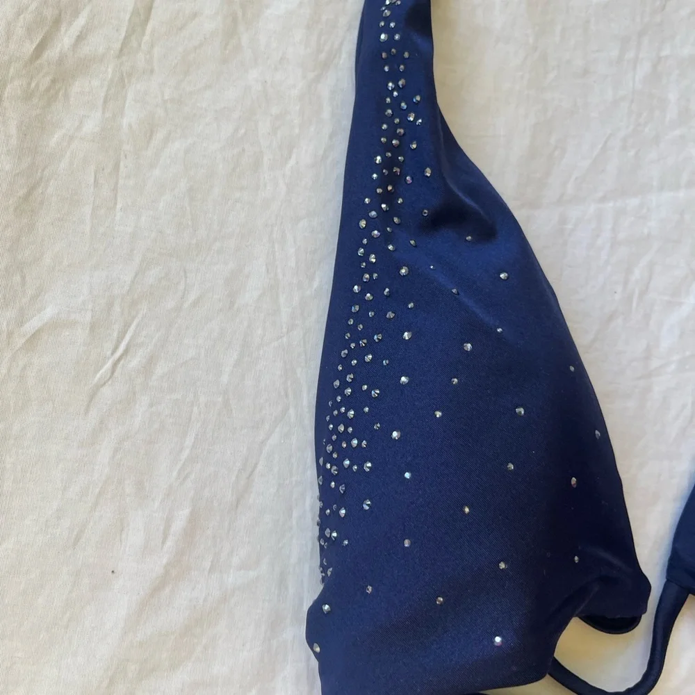 Bellissima Swarovski Crystal Bikini Top Embellished Halter Sparkle Size M NEW